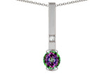 Star K  Round 6mm Rainbow Mystic Topaz Bar Pendant Necklace