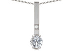 Star K  Round 6mm Genuine White Topaz Bar Pendant Necklace