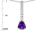 Star K  7mm Trillion Genuine Amethyst Bar Pendant Necklace