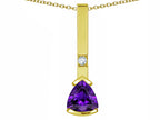 Star K  7mm Trillion Genuine Amethyst Bar Pendant Necklace