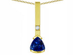 Star K  7mm Trillion Created Sapphire Bar Pendant Necklace