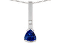 Star K  7mm Trillion Created Sapphire Bar Pendant Necklace