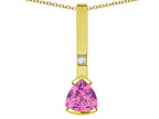 Star K  7mm Trillion Created Pink Sapphire Bar Pendant Necklace