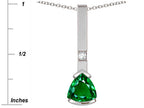Star K  7mm Trillion Simulated Emerald Bar Pendant Necklace