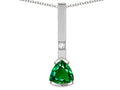 Star K  7mm Trillion Simulated Emerald Bar Pendant Necklace