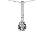 Star K  7mm Trillion Genuine Aquamarine Bar Pendant Necklace