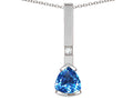 Star K  7mm Trillion Genuine Blue Topaz Bar Pendant Necklace