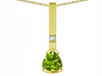 Star K  7mm Trillion Genuine Peridot Bar Pendant Necklace