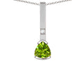 Star K  7mm Trillion Genuine Peridot Bar Pendant Necklace