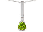 Star K  7mm Trillion Genuine Peridot Bar Pendant Necklace