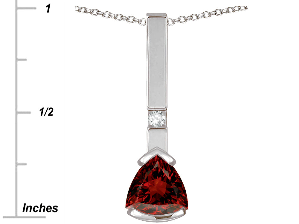 Star K  7mm Trillion Genuine Garnet Bar Pendant Necklace