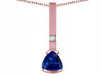 Star K  7mm Trillion Created Sapphire Bar Pendant Necklace