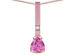 Star K  7mm Trillion Created Pink Sapphire Bar Pendant Necklace