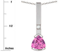 Star K  7mm Trillion Created Pink Sapphire Bar Pendant Necklace