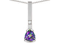 Star K  7mm Trillion Rainbow Mystic Topaz Bar Pendant Necklace