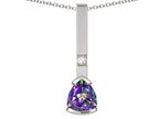 Star K  7mm Trillion Rainbow Mystic Topaz Bar Pendant Necklace