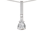 Star K  7mm Trillion Genuine White Topaz Bar Pendant Necklace