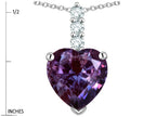 Star K  8mm Heart Shaped Simulated Alexandrite Three Stone Pendant Necklace
