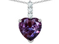 Star K  8mm Heart Shaped Simulated Alexandrite Three Stone Pendant Necklace