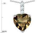 Star K  8mm Heart Shaped Genuine Smoky Quartz Three Stone Pendant Necklace