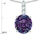 Star K  7mm Round Simulated Alexandrite Three Stone Pendant Necklace