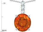 Star K  7mm Round Simulated Orange Mexican Fire Opal Three Stone Pendant Necklace