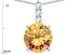 Star K  7mm Round Simulated Imperial Yellow Topaz Three Stone Pendant Necklace