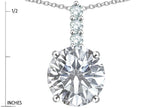 Star K  7mm Round Genuine White Topaz Three Stone Pendant Necklace