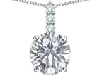 Star K  7mm Round Genuine White Topaz Three Stone Pendant Necklace