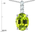 Star K  8x6mm Oval Genuine Peridot Three Stone Pendant Necklace