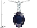 Star K  8x6mm Oval Genuine Sapphire Three Stone Pendant Necklace