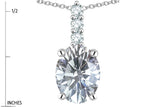 Star K  8x6mm Oval Genuine White Topaz Three Stone Pendant Necklace