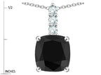 Star K  7mm Cushion-Cut Genuine Black Sapphire Three Stone Pendant Necklace