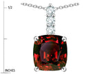 Star K  7mm Cushion-Cut Genuine Garnet Three Stone Pendant Necklace
