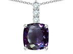 Star K  7mm Cushion-Cut Simulated Alexandrite Three Stone Pendant Necklace