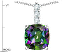 Star K  7mm Cushion-Cut Rainbow Mystic Topaz Three Stone Pendant Necklace