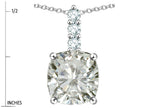 Star K  7mm Cushion-Cut Genuine White Topaz Three Stone Pendant Necklace