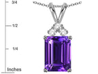 Star K  Emerald Cut 10x8 mm Genuine Amethyst Pendant Necklace