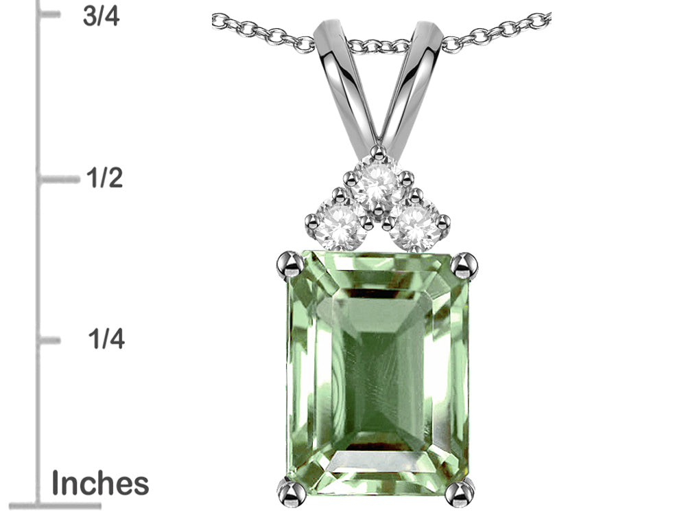 Star K  Emerald Cut 10x8 mm Genuine Green Amethyst Pendant Necklace