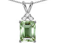Star K  Emerald Cut 10x8 mm Genuine Green Amethyst Pendant Necklace
