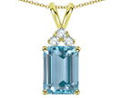 Star K  Emerald Cut 10x8 mm Genuine Sky Blue Topaz Pendant Necklace