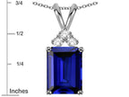 Star K  Emerald Cut 10x8 mm Created Sapphire Pendant Necklace