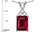 Star K  Emerald Cut 10x8 mm Created Ruby Pendant Necklace