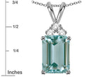 Star K  Emerald Cut 10x8 mm Simulated Aquamarine Pendant Necklace