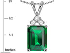 Star K  Emerald Cut 10x8 mm Simulated Emerald Pendant Necklace