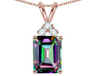Star K  Emerald Cut 10x8 mm Rainbow Mystic Topaz Pendant Necklace