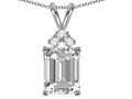 Star K  Emerald Cut 10x8 mm Genuine White Topaz Pendant Necklace