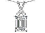 Star K  Emerald Cut 10x8 mm Genuine White Topaz Pendant Necklace