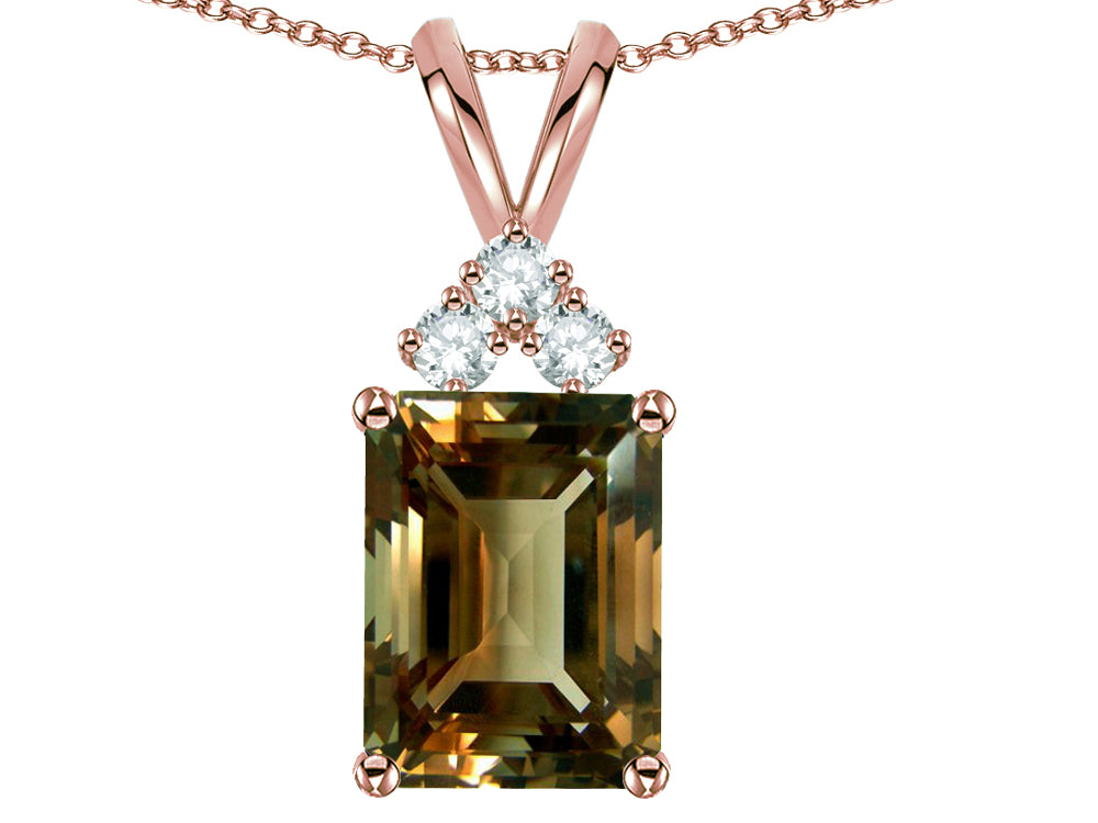 Star K  Emerald Cut 10x8 mm Genuine Smoky Quartz Pendant Necklace