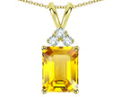 Star K  Emerald Cut 10x8 mm Genuine Citrine Pendant Necklace